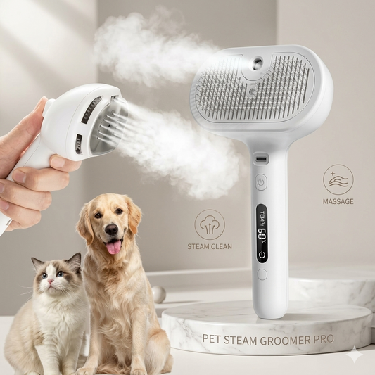 Cepillo Eléctrico 3 en 1 para Mascotas – Eliminador de Pelo con Spray Desenredante